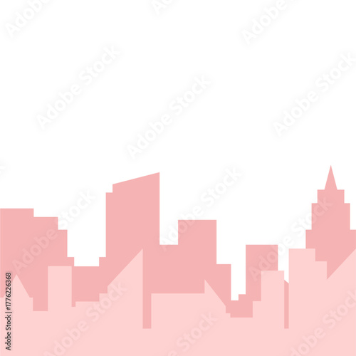 Modern city skyline silhouette in soft pink tones design