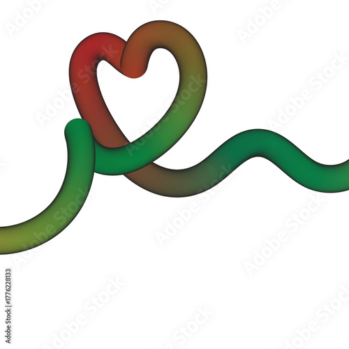 Intertwined patterned tubes creating a heart shape concept art