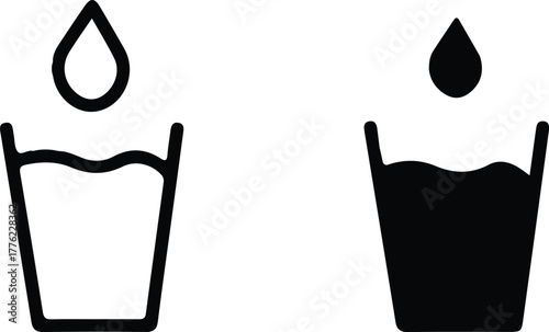 water drink glass icon set flat vector design 