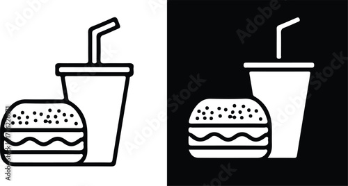fast food icon set drink burger icons vector design 