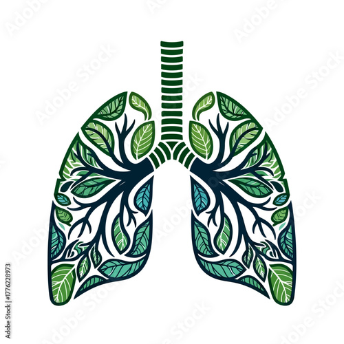Lungs with Leaf Vein Pattern for Eco Healthcare icon