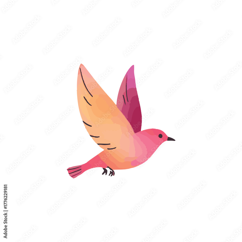 Fototapeta premium Watercolor Bird in Flight Delicate Pastel Colors vector illustration