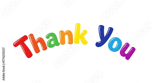 Thanks for the lettering with vibrant colors set against a white backdrop. Vector art.