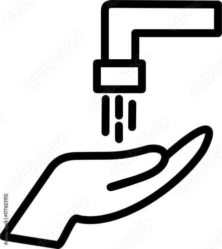 Washing hands icon. Hand and water tap icon. Vector graphics and not Artificial Intelligence, logo illustration. Replaceable vector design.