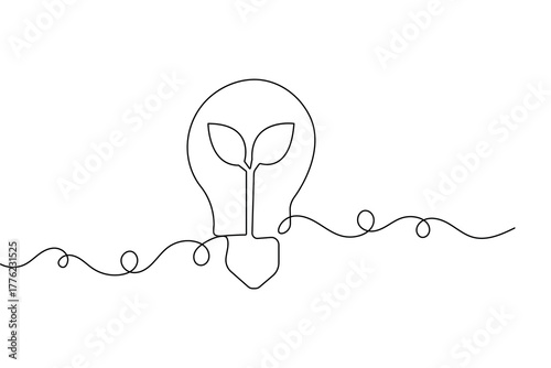 Light bulb continuous one line drawing minimalist style isolated outline vector illustration design
