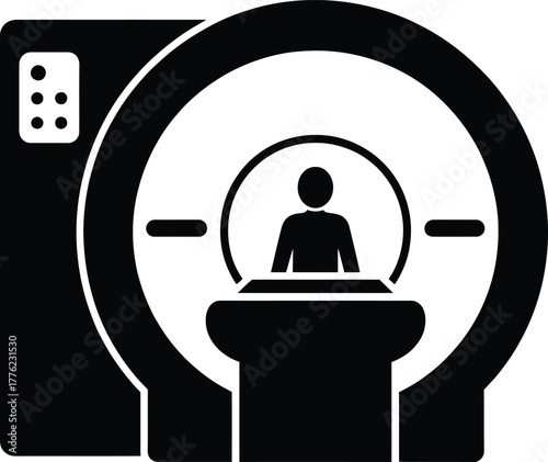 Medical diagnostic mri scan icon with patient for healthcare.