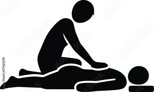 Massage therapy icon vector illustration; relaxation and wellness