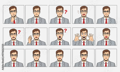 Businessman Facial Expressions - Diverse Emotions and Reactions in a Professional Setting