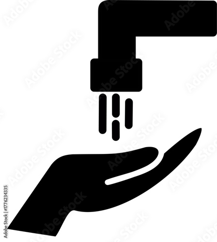 Washing hands icon. Hand and water tap icon. Vector graphics and not Artificial Intelligence, logo illustration. Replaceable vector design.