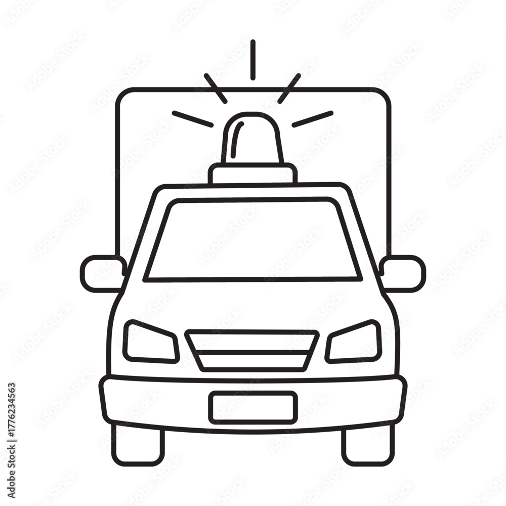 Obraz premium Emergency Vehicle Icon Graphic Ambulance Car Line Art Simple Design Clip Art Health Crisis Public Safety Medical