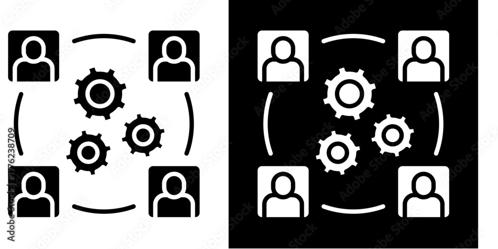 Fototapeta premium Team Coordination Icon Set White Style Collection