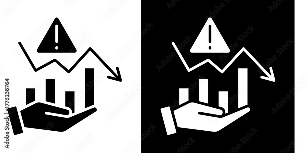 Fototapeta premium Financial Crisis Icon Set White Style Collection