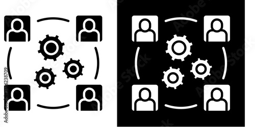 Team Coordination  Icon Set White Style Collection