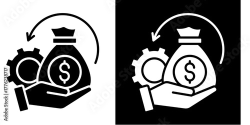 Cost Control  Icon Set White Style Collection