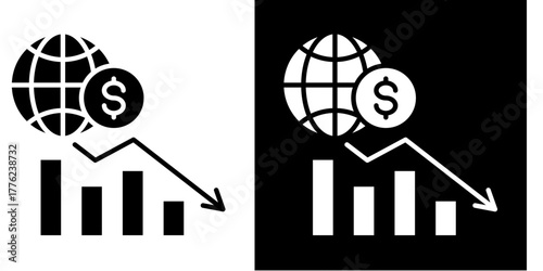 Economic Downturn  Icon Set White Style Collection
