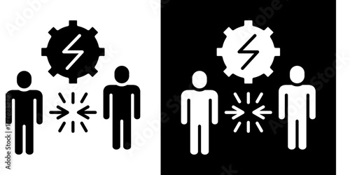 Team Conflict  Icon Set White Style Collection