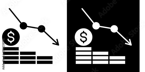 Profit Decline  Icon Set White Style Collection