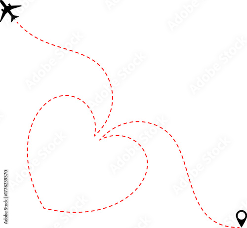 Dotted Heart Airplane Route