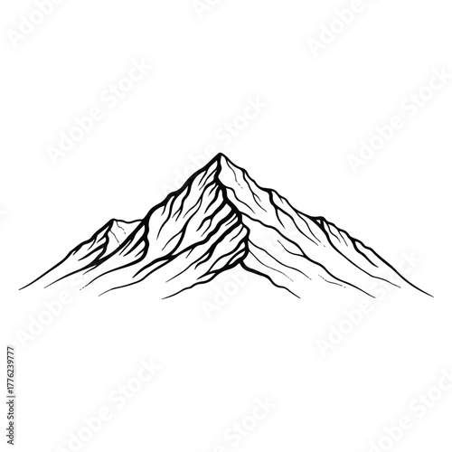Stylized Abstract Mountain Range with Bold Geometric Lines in Minimalist Illustration