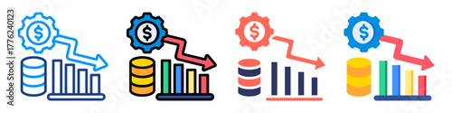 Depreciation Icon Sheet Multiple Style Collection 