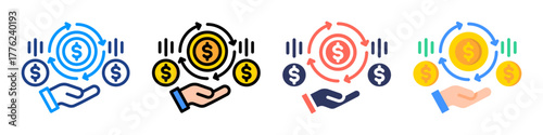 Revenue Stream Icon Sheet Multiple Style Collection 