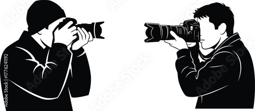 Photographer with DSLR Camera Silhouette - Professional Photography Alex Holland graphic style Vector 