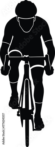 Cyclist Riding Road Bike Silhouette - Vector Graphic of Biking and Sports