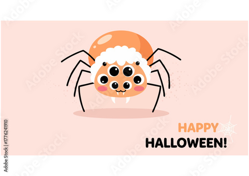 Colorful abstract spider design on a vibrant swirling background with stripes