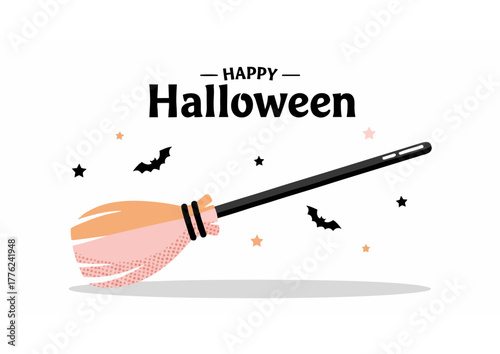 Spooky cozy coffin illustration in pink with bats, moon, and stars for Halloween concept
