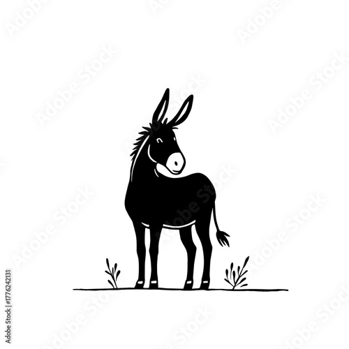 mule. mule simple black and white line art vector logo