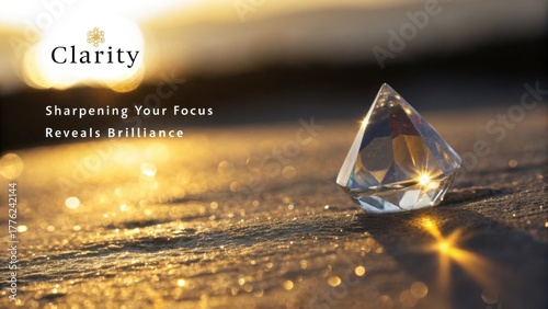 Diamond gem casting golden light with a sparkling shimmer