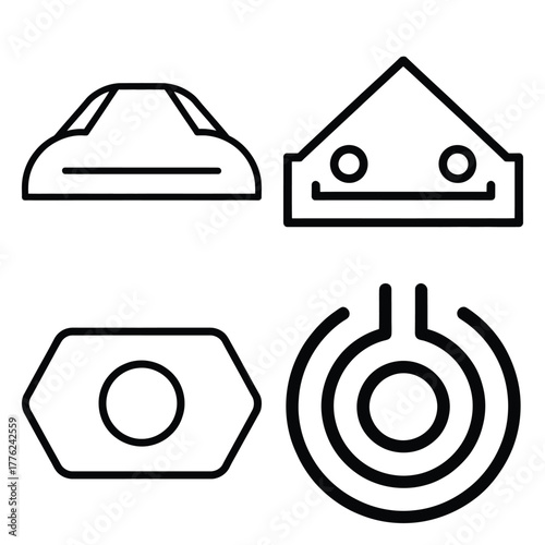 reload outline simple icon set, black color and white background