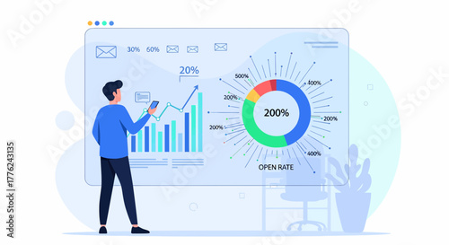 Analyzing Email Open Rate On A Device Digital Marketing Concept