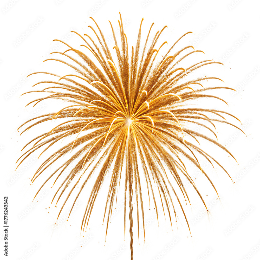 Naklejka premium Single golden firework burst isolated transparent background png