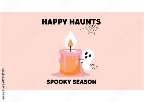 Stylized candle illustration on colorful decorative border concept