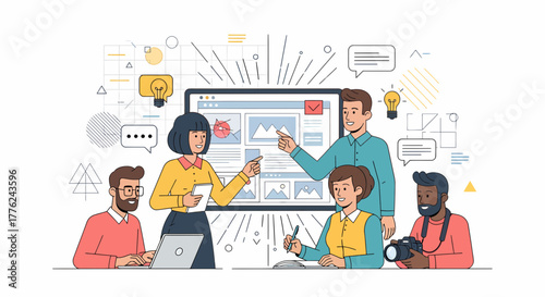 Diverse Team Brainstorming Business Strategy On Interactive Whiteboard