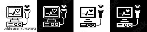 Ultrasound Testing Icon Set In Black And White Filled Style Collection