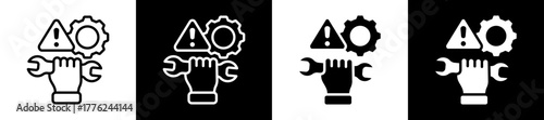 Preventive Maintenance Icon Set In Black And White Filled Style Collection