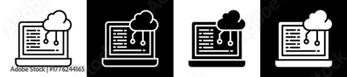 Cloud Computing Icon Set In Black And White Filled Style Collection
