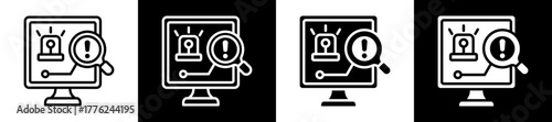 Fault Detection Icon Set In Black And White Filled Style Collection