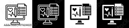 Machine Health Assessment Icon Set In Black And White Filled Style Collection