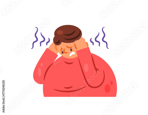 illustration of a man covering his ears to protect himself from a loud noise. covering his ears to protect himself from a loud noise. annoying sound. flat style character illustration