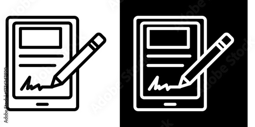 E-Signature Authentication   Icon Set White Style Collection