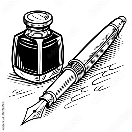 old ink pen and ink