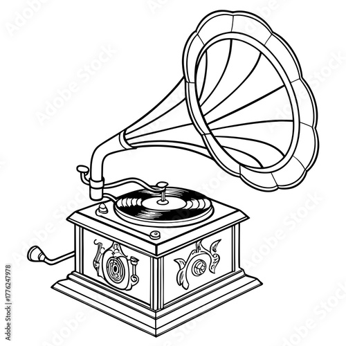 vintage gramophone vinyl ready vector illustration