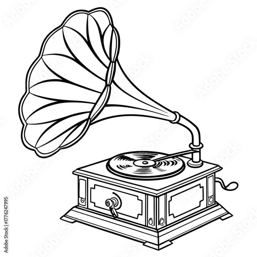 vintage gramophone isolated on white