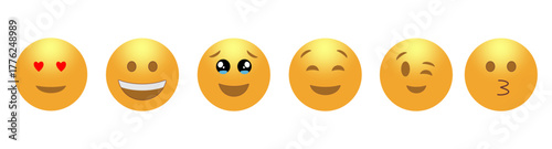 Hand drawn doodle emoticons set. Chalk or marker style faces with various expressions isolated on transparent