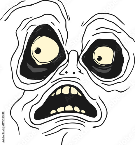 Design of scared expression draw