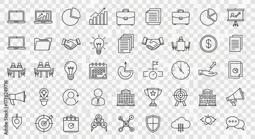 Set of business and finance icons simple line vector design elements for web and mobile apps isolated on white background