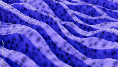 Blue abstract waves flowing on a dotted background